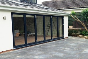 6 panel bi-folding door installed on a home extension